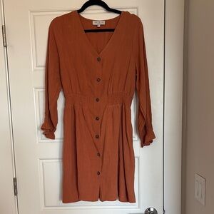 Hayden Rust Long Sleeve Sundress